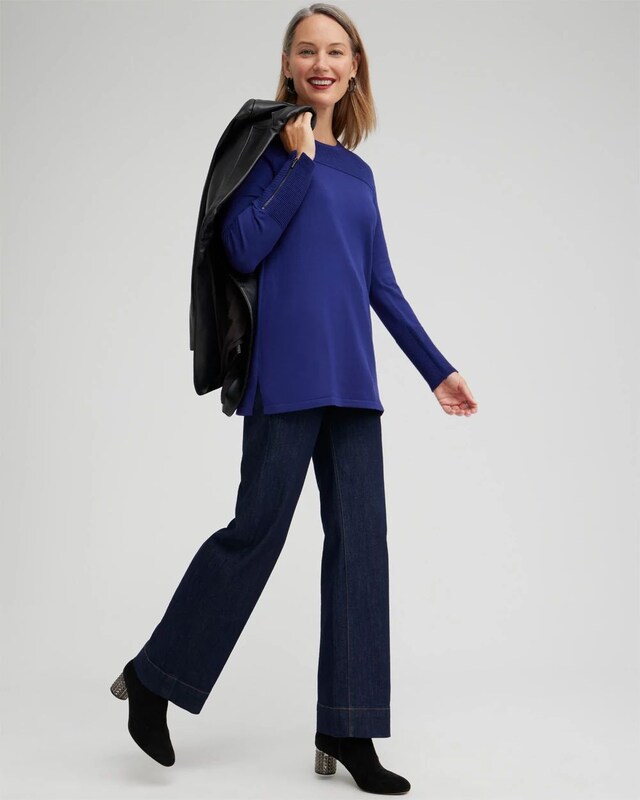 Zipper Detail Tunic Sweater - image 2